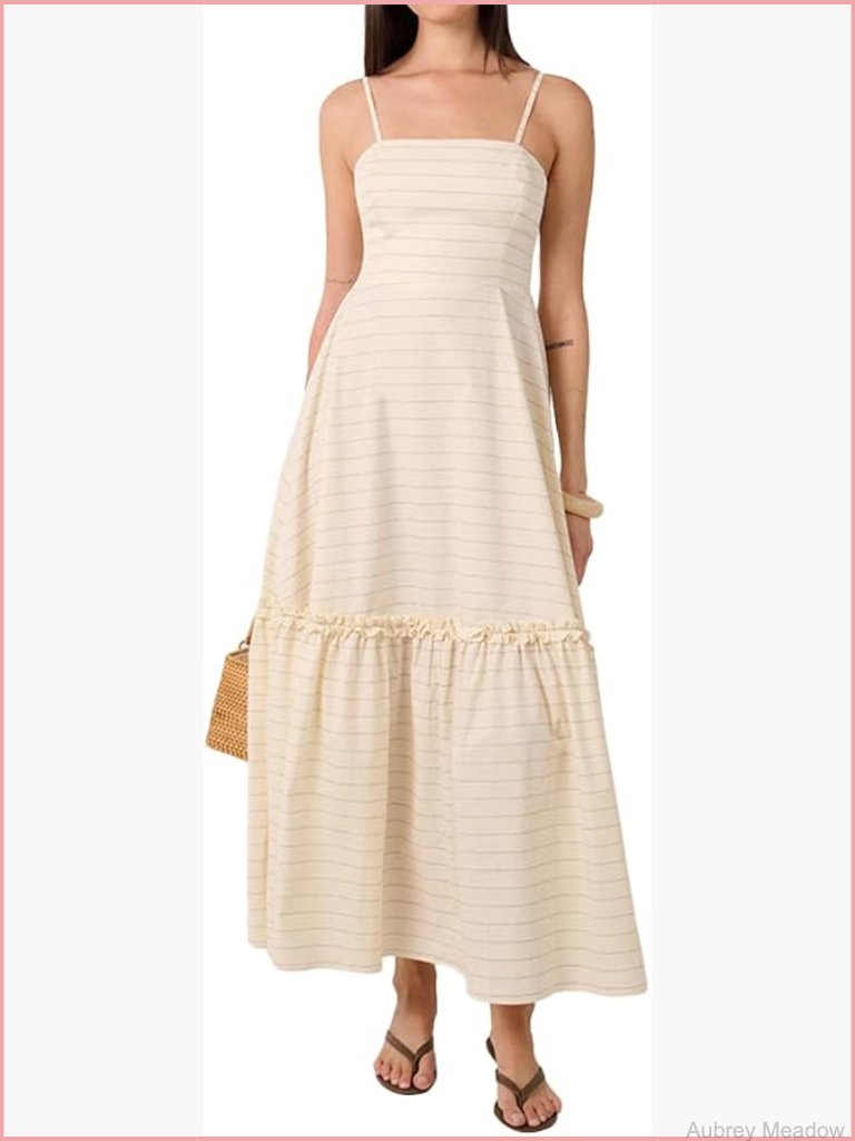 Ruffle Flare Midi Dress With Square Neck And Smocking
